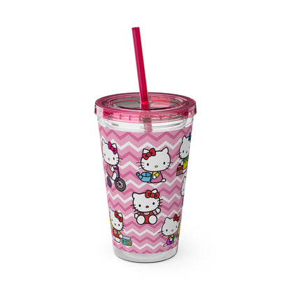 Hello Kitty Playtime Collage Sunsplash Tumbler with Straw