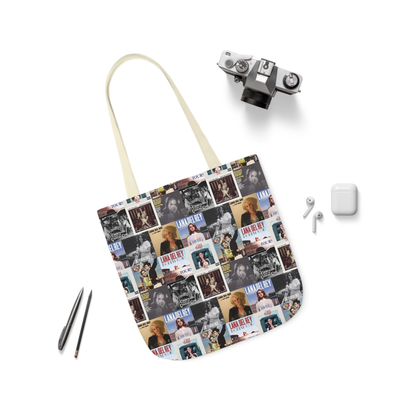 Lana Del Rey Album Cover Collage Polyester Canvas Tote Bag