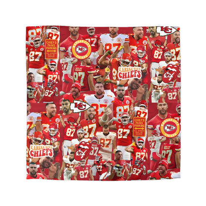 Travis Kelce Chiefs Red Collage Microfiber Duvet Cover