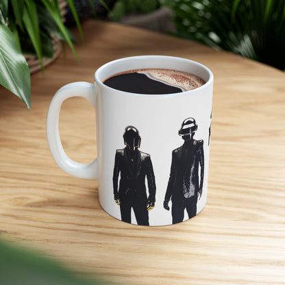 Daft Punk In Black Suits White Ceramic Mug