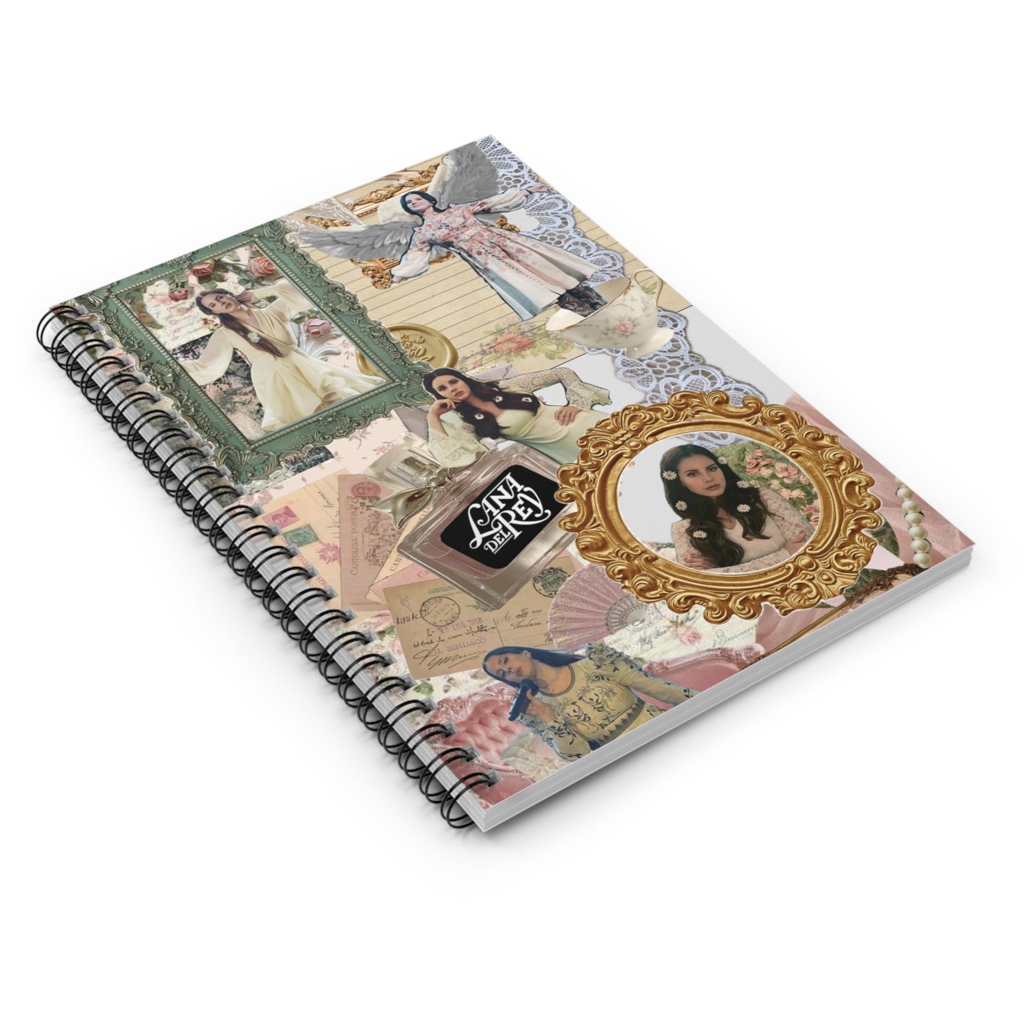 Lana Del Rey Victorian Collage Ruled Line Spiral Notebook