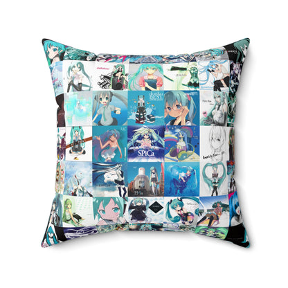 Hatsune Miku Album Cover Collage Spun Polyester Square Pillow