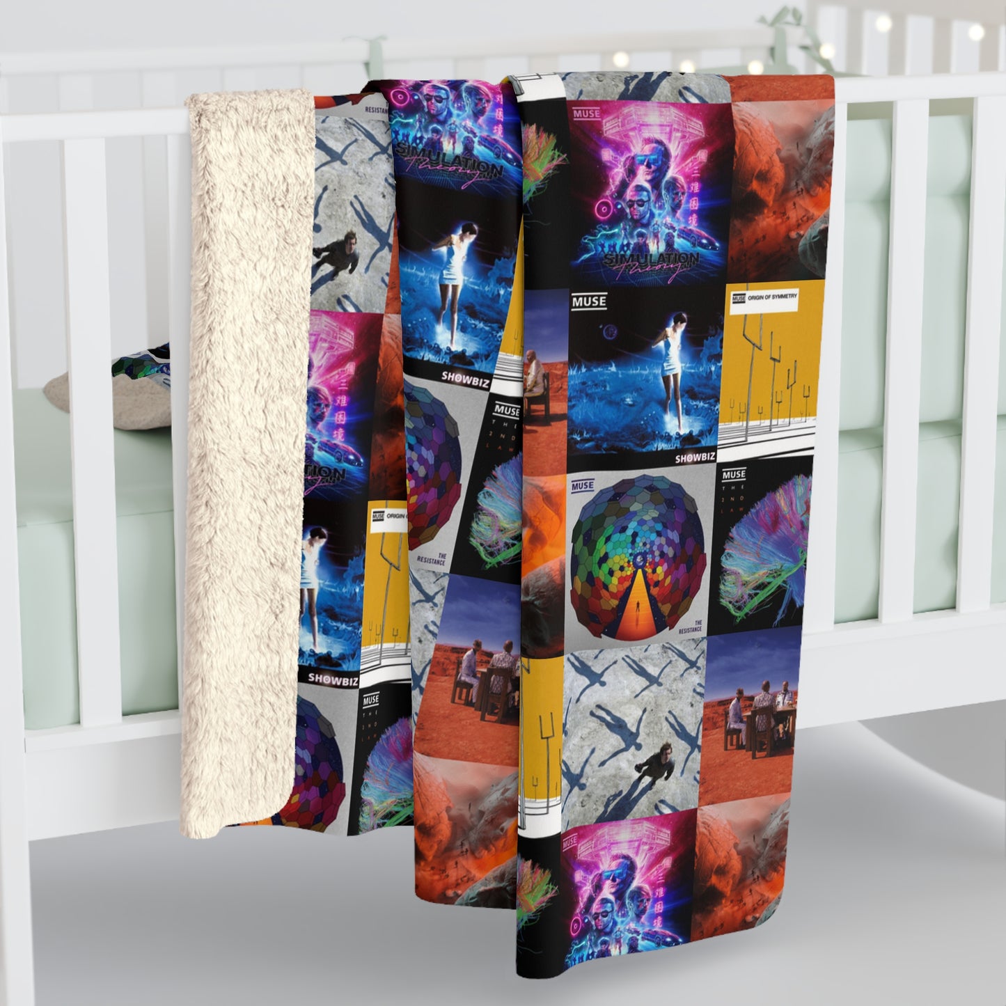 Muse Album Cover Collage Sherpa Fleece Blanket