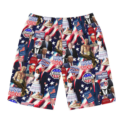 Donald Trump 2024 MAGA Montage Men's Board Shorts