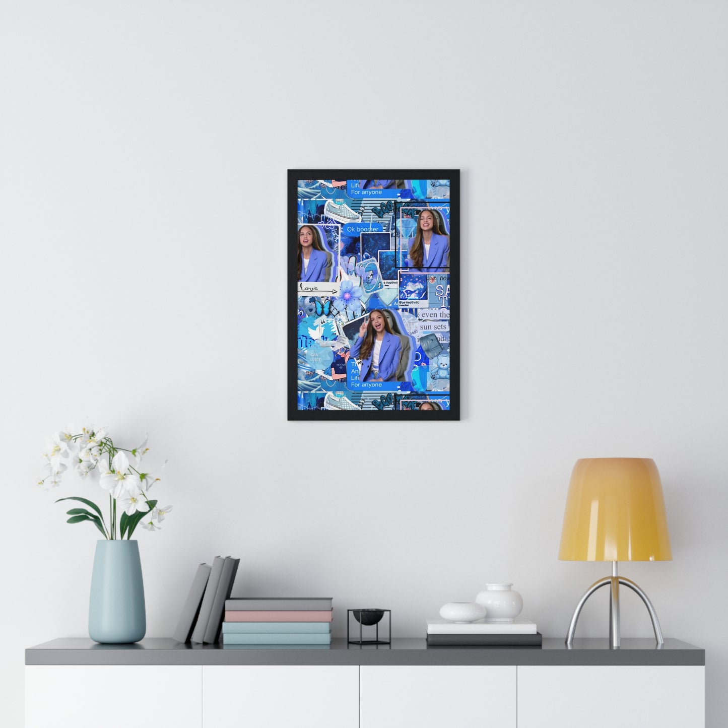 Olivia Rodrigo Blue Aesthetic Collage Framed Print