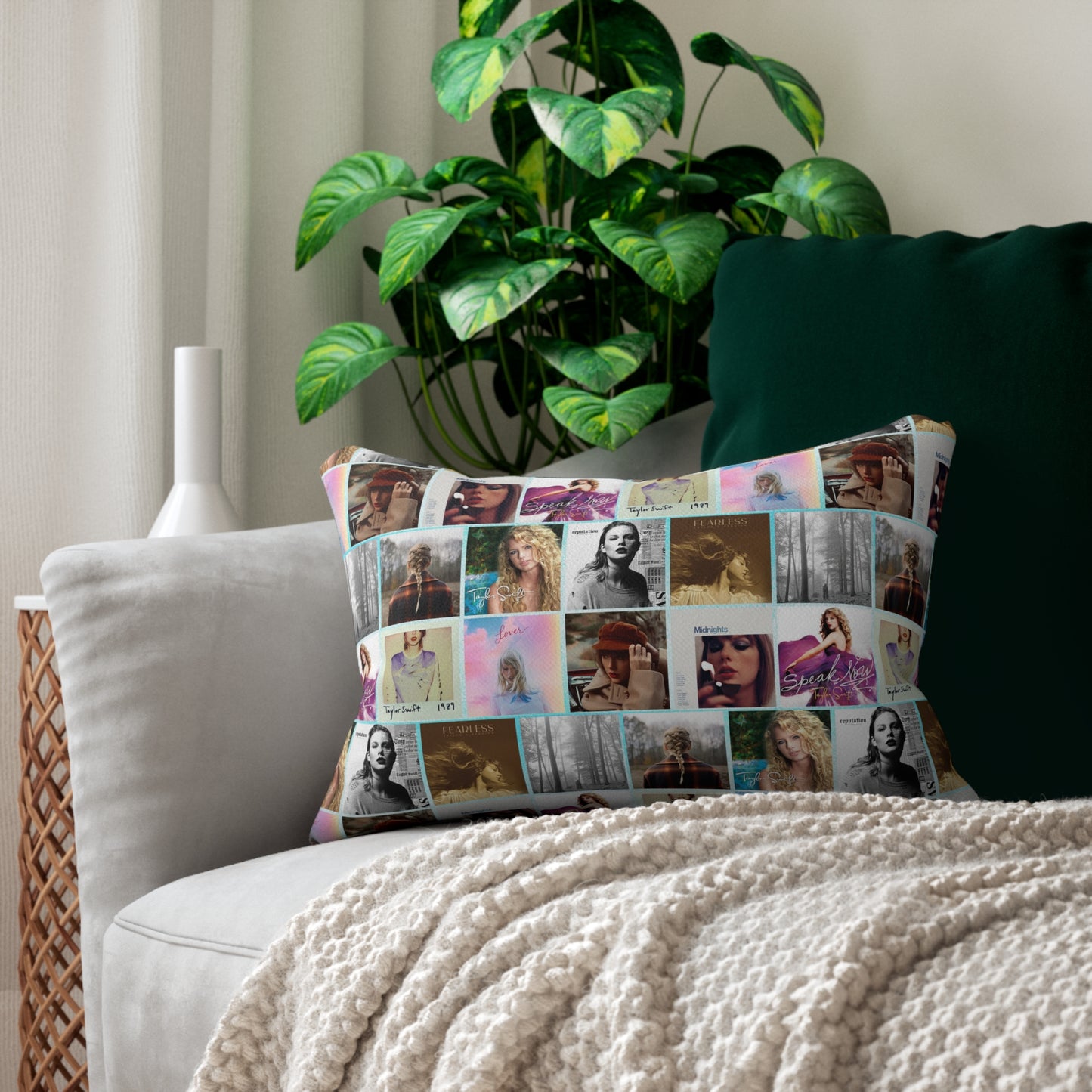 Taylor Swift Album Art Collage Pattern Polyester Lumbar Pillow