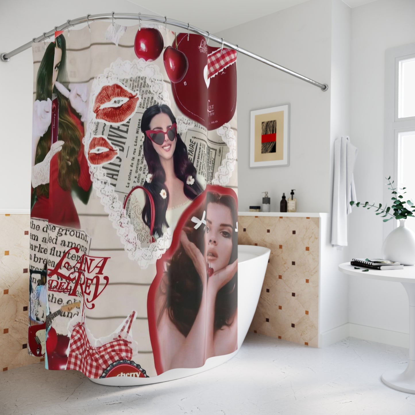 Lana Del Rey Cherry Coke Collage Polyester Shower Curtain