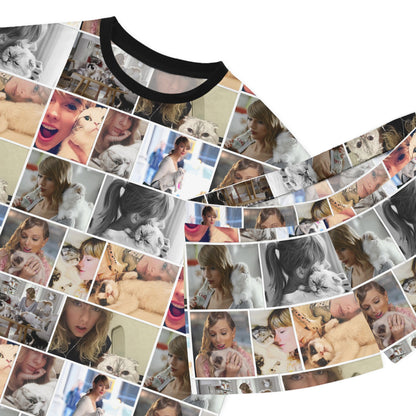 Taylor Swift's Cats Collage Pattern Women's Short Pajama Set