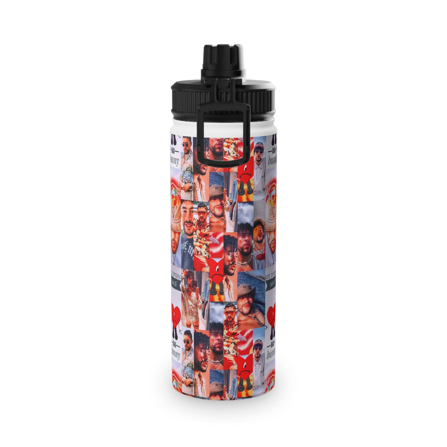 Bad Bunny Un Verano Sin Ti Photo Collage Stainless Steel Sports Lid Water Bottle