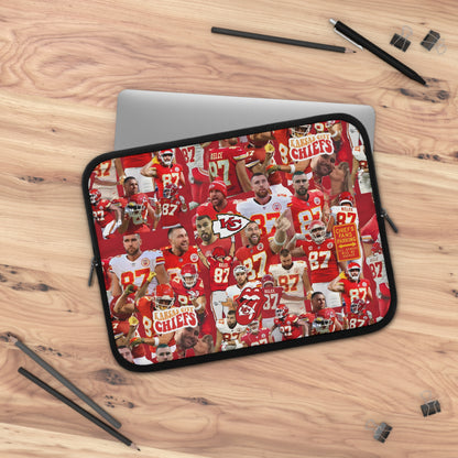 Travis Kelce Chiefs Red Collage Laptop Sleeve