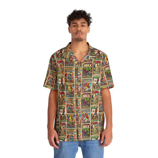 Marvel Comic Book Cover Collage Men's Hawaiian Shirt