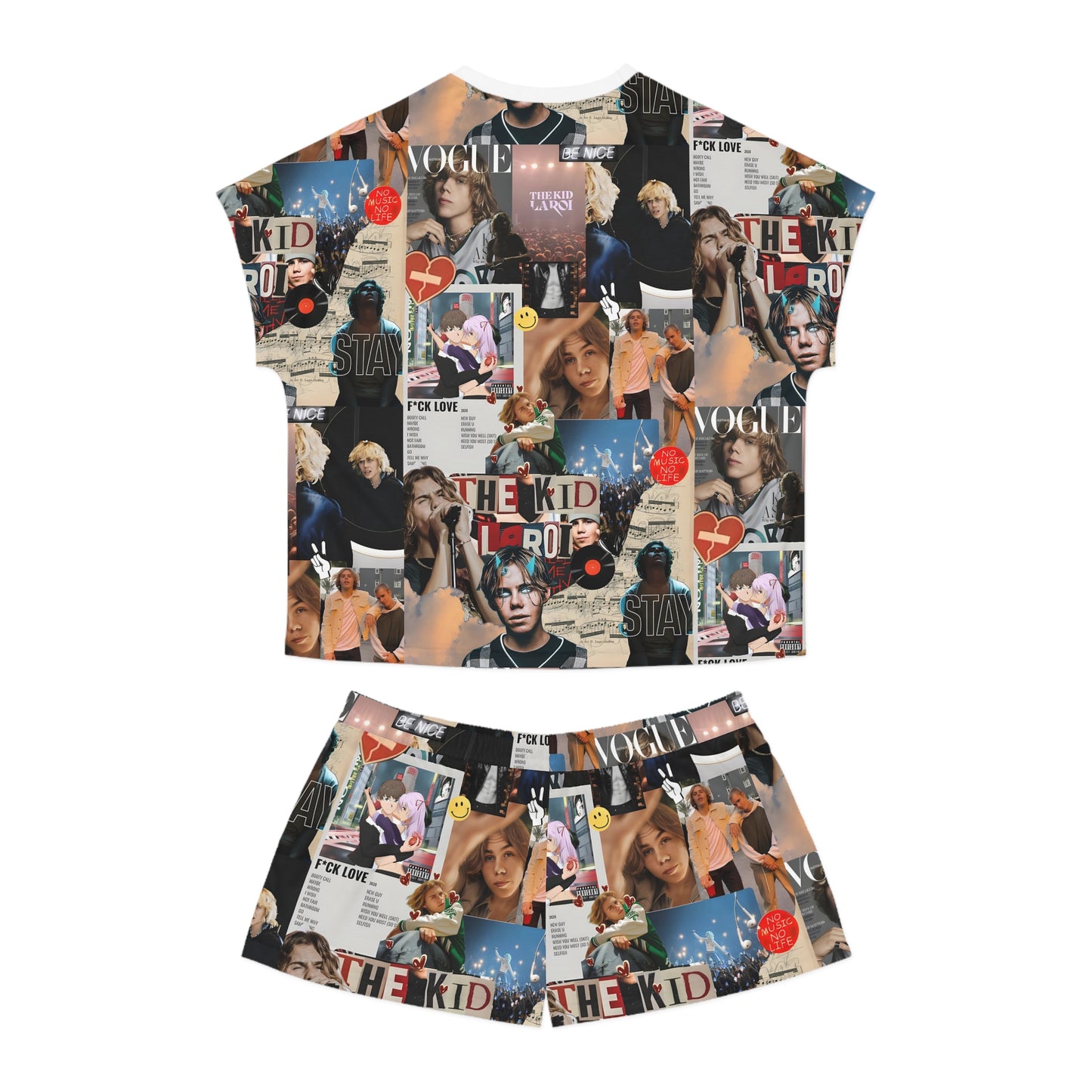 The Kid LAROI No Music No Life Collage Women's Short Pajama Set