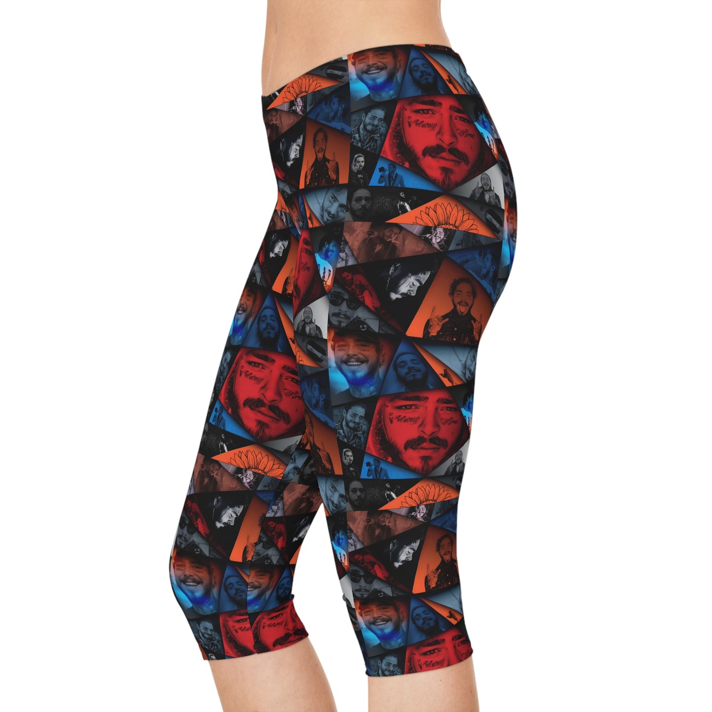 Post Malone Crystal Portaits Collage Women's Capri Leggings