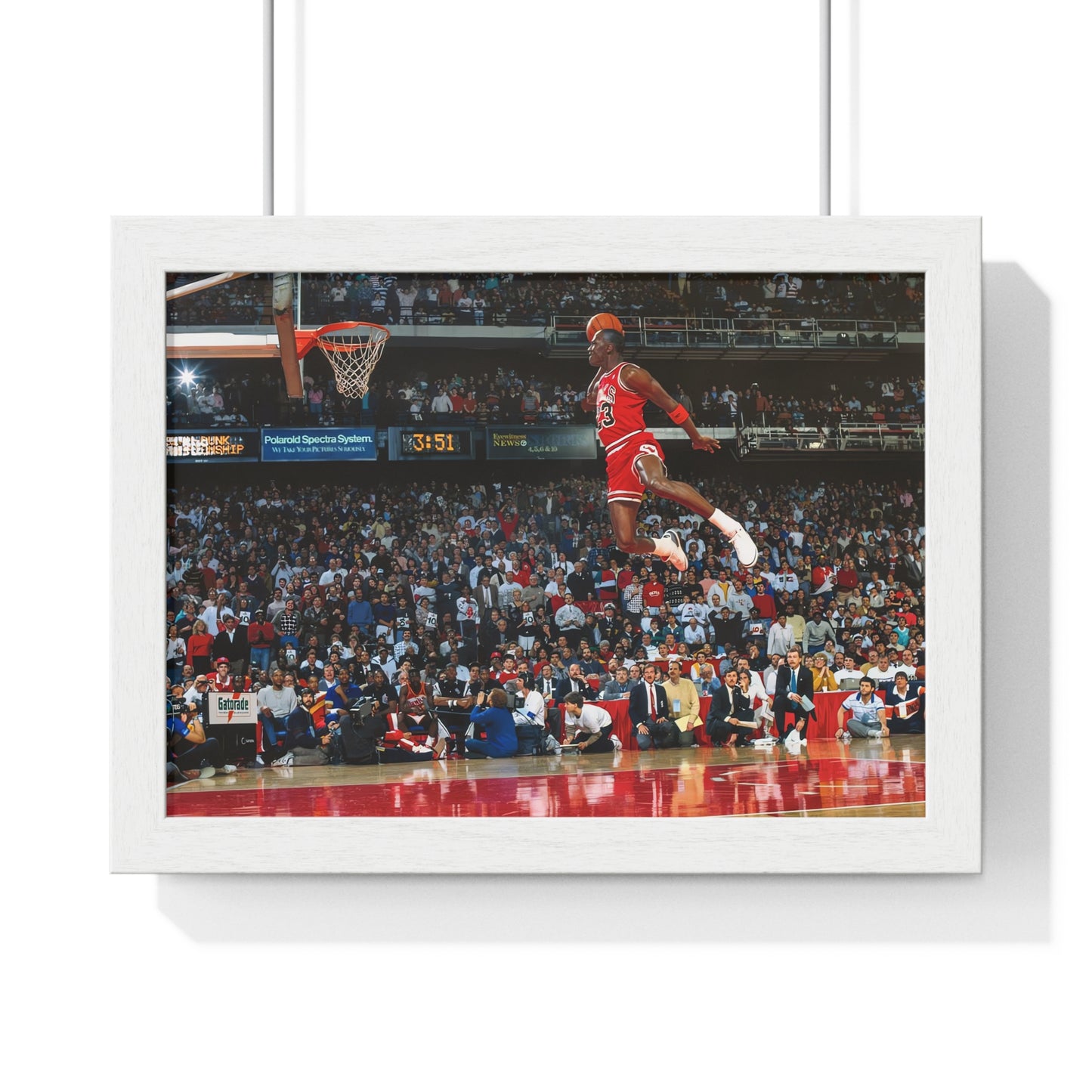 Michael Jordan Free Throw Line Slam Dunk Premium Framed Horizontal Poster