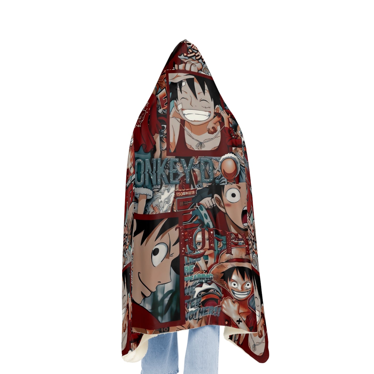 One Piece Anime Monkey D Luffy Red Collage Snuggle Blanket