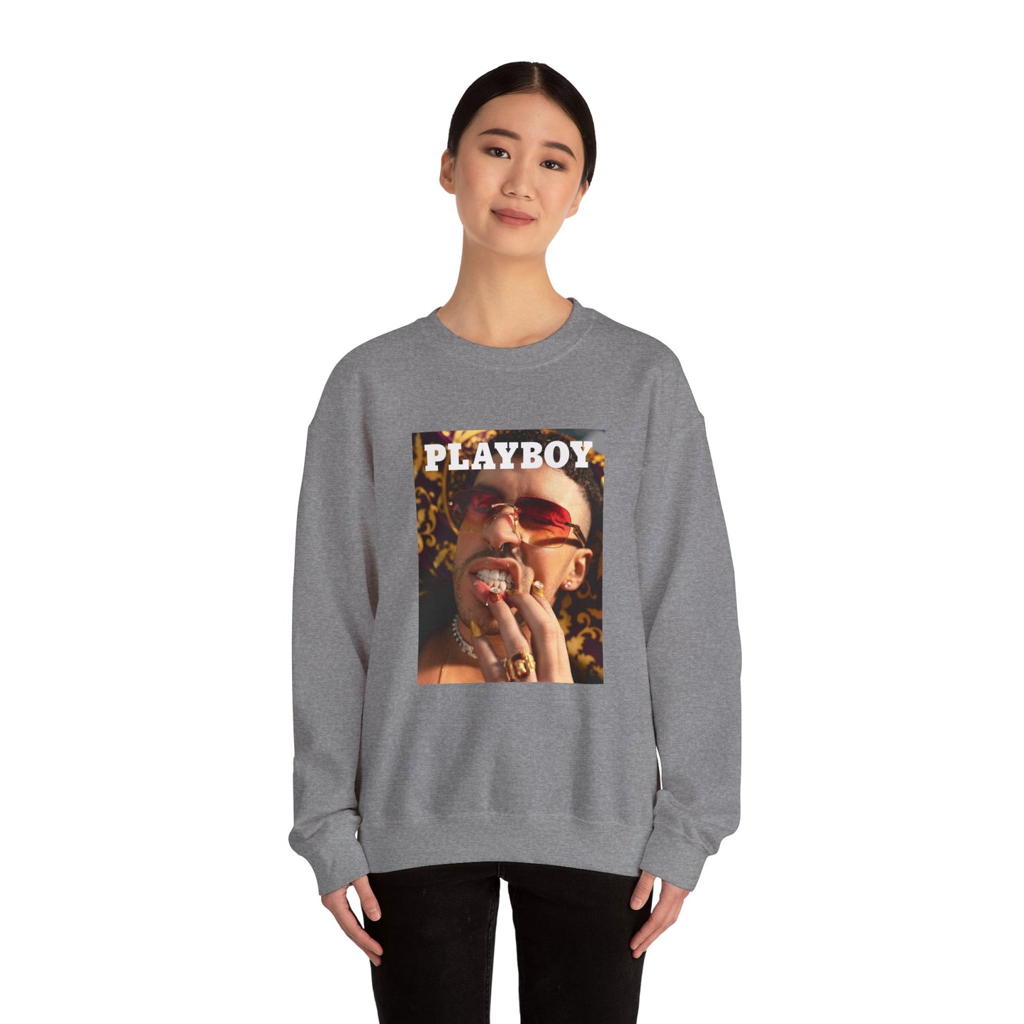 Bad Bunny Playboy Cover Unisex Heavy Blend Crewneck Sweatshirt