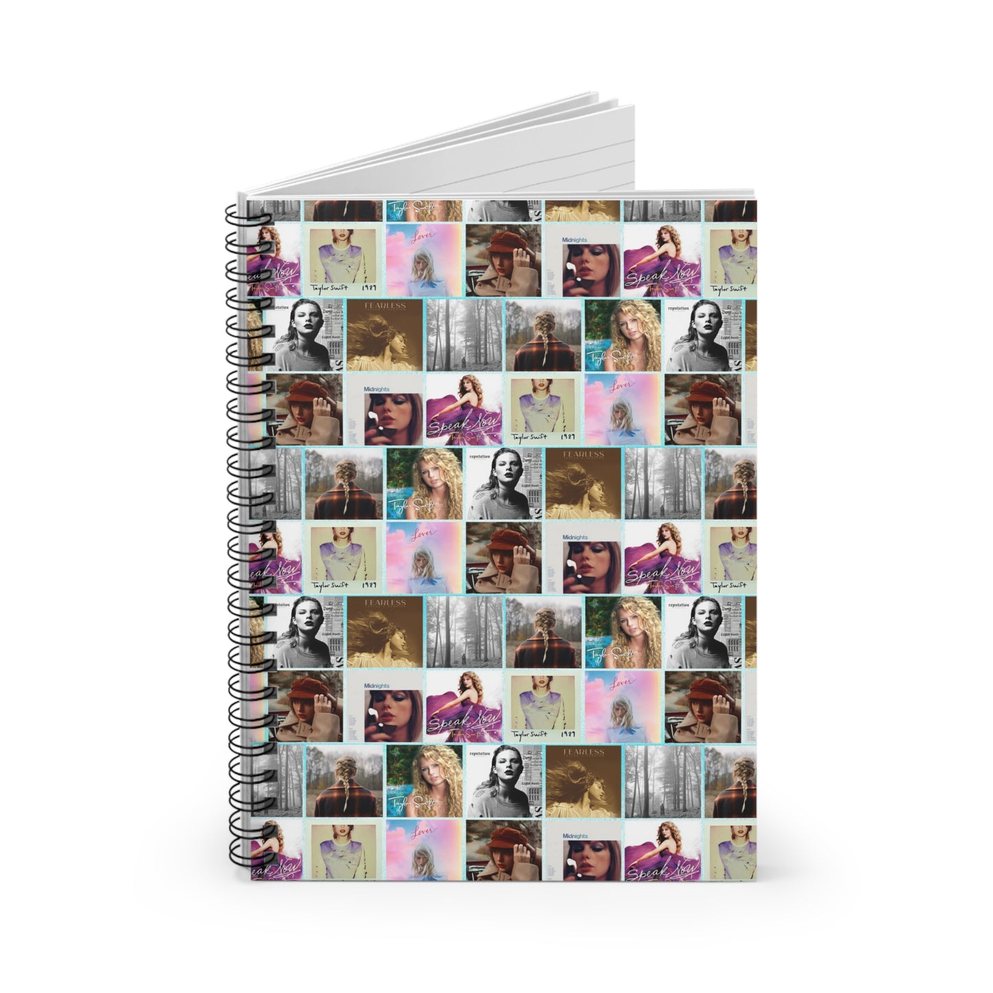 Taylor Swift Album Art Collage Pattern Ruled Line Spiral Notebook