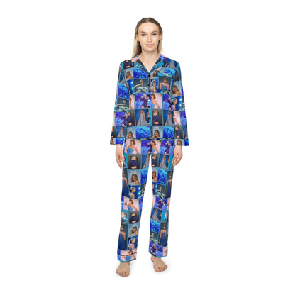 Taylor Swift Blue Aesthetic Collage Women's Satin Pajamas