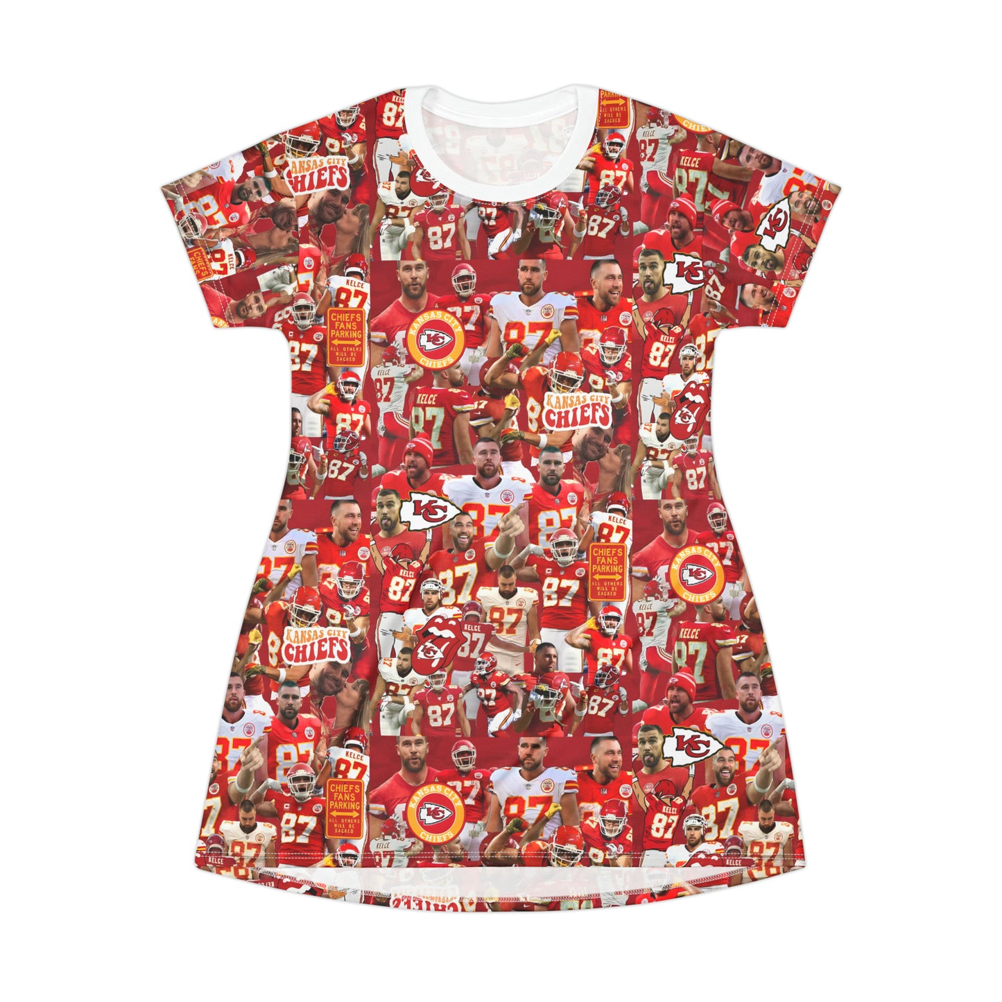 Travis Kelce Chiefs Red Collage T-Shirt Dress