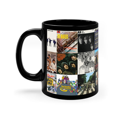 The Beatles Album Cover Collage Black Ceramic Mug