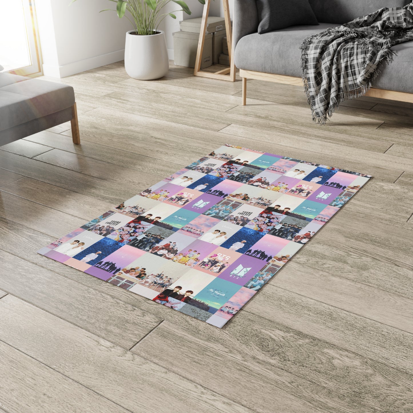 BTS Pastel Aesthetic Collage Dobby Rug