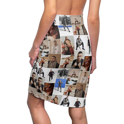 Travis Kelce Portrait Photo Mosaic Women's Pencil Skirt