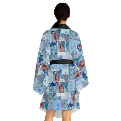 Olivia Rodrigo Light Blue Aesthetic Collage Long Sleeve Kimono Robe