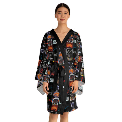 Daft Punk Album Cover Art Collage Long Sleeve Kimono Robe