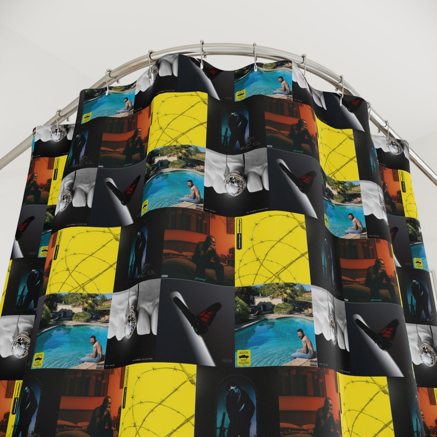 Post Malone Album Art Collage Polyester Shower Curtain
