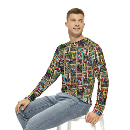 Marvel Comic Book Cover Collage Men's Long Sleeve Tee Shirt