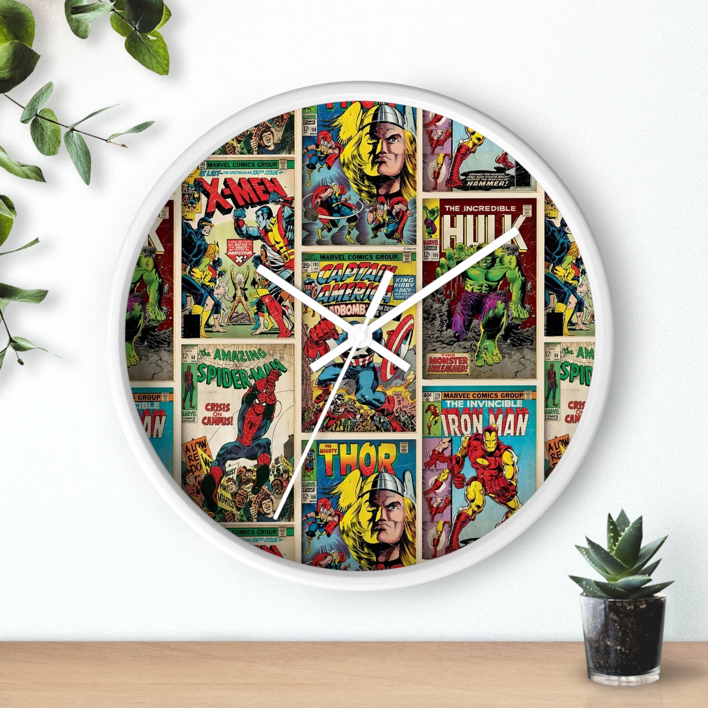 Marvel Comic Book Cover Collage Round Wall Clock