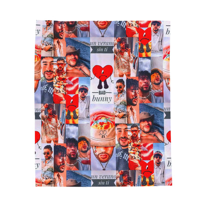 Bad Bunny Un Verano Sin Ti Photo Collage Velveteen Plush Blanket