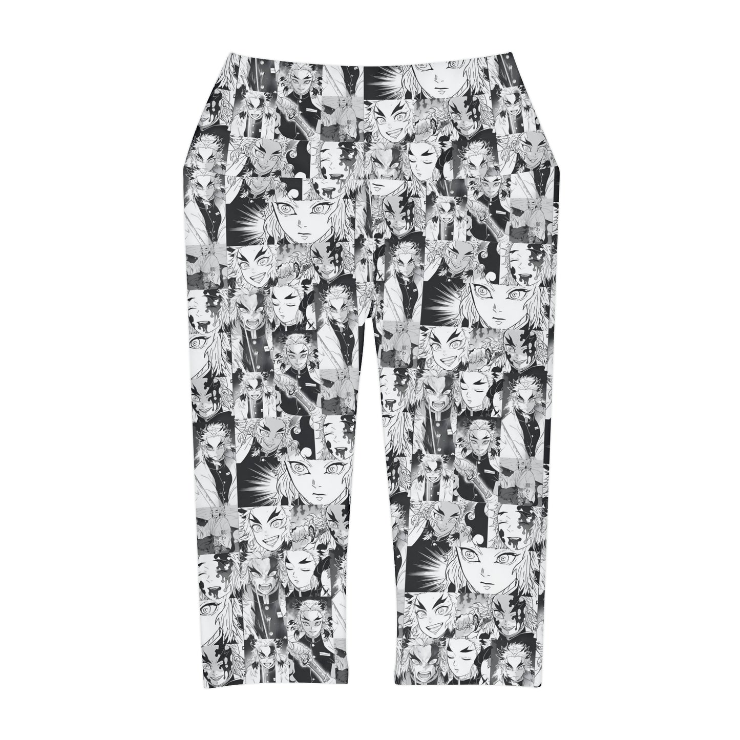 Demon Slayer Kyojuro Rengoku Collage Yoga Capri Leggings