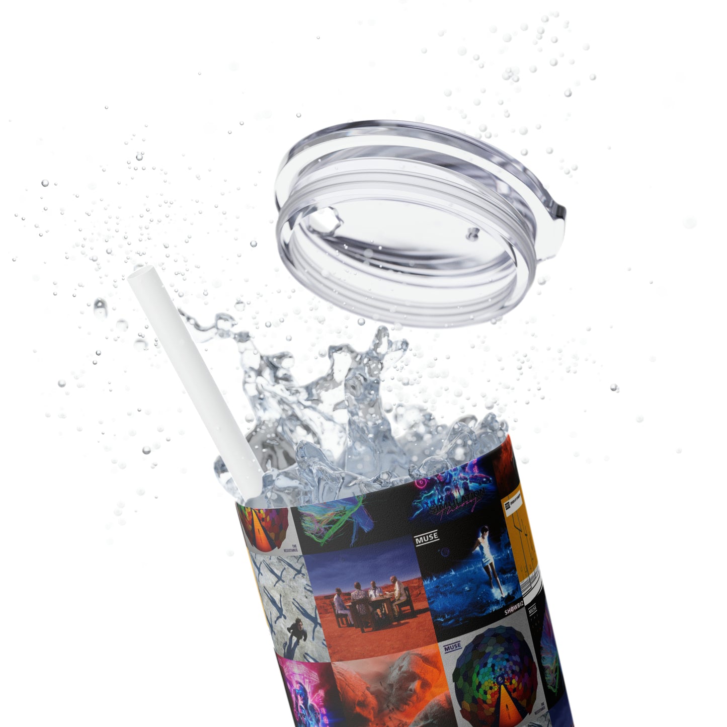 Muse Album Cover Collage Skinny Tumbler with Straw