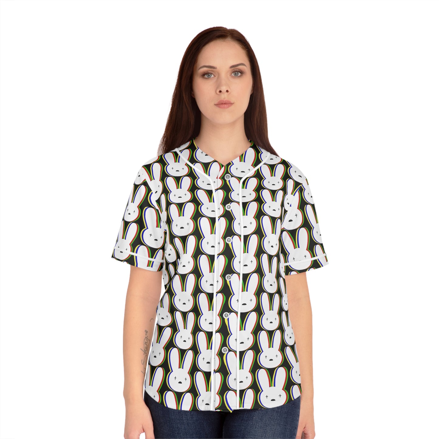 Bad Bunny Logo Pattern Women's Baseball Jersey