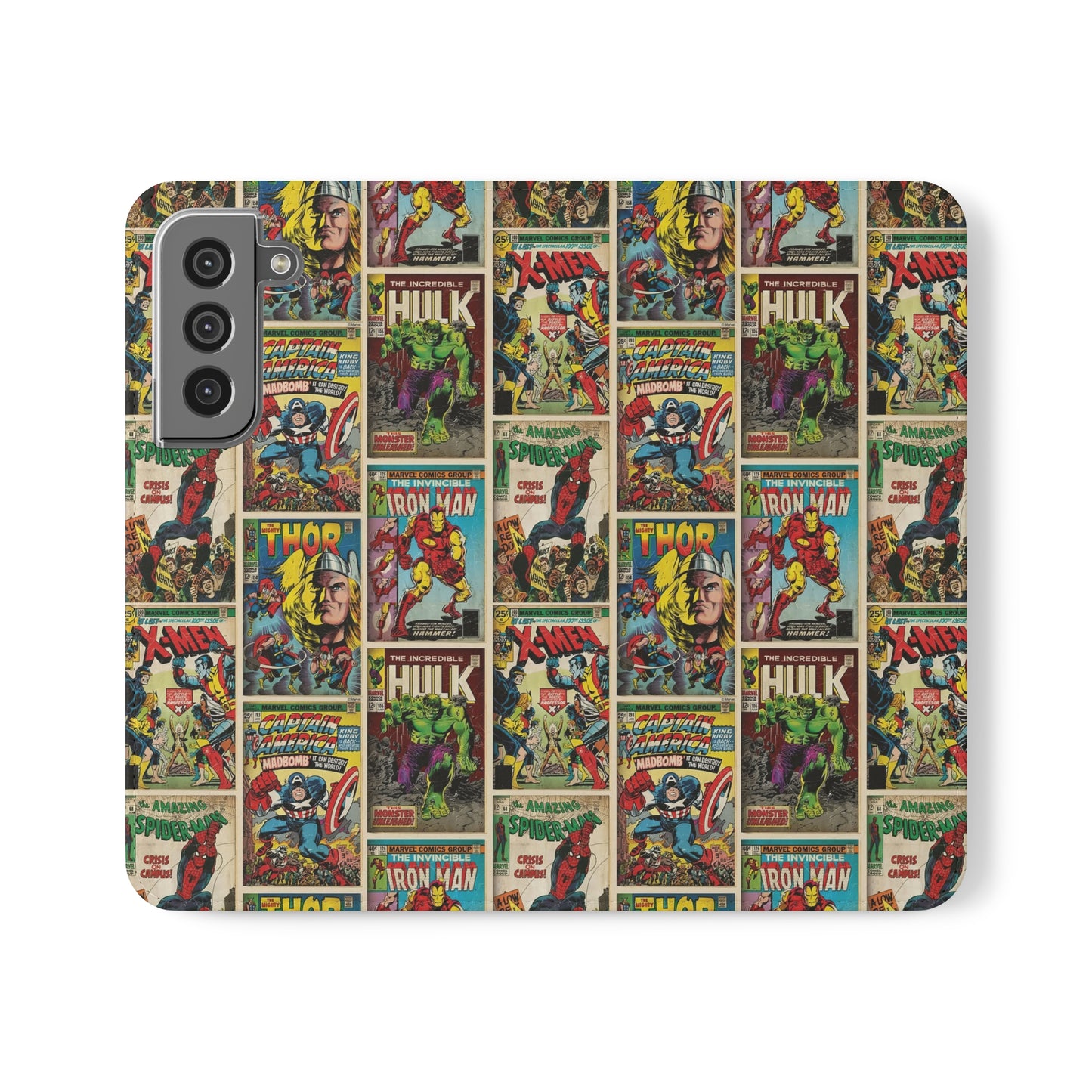 Marvel Comic Book Cover Collage Phone Flip Case