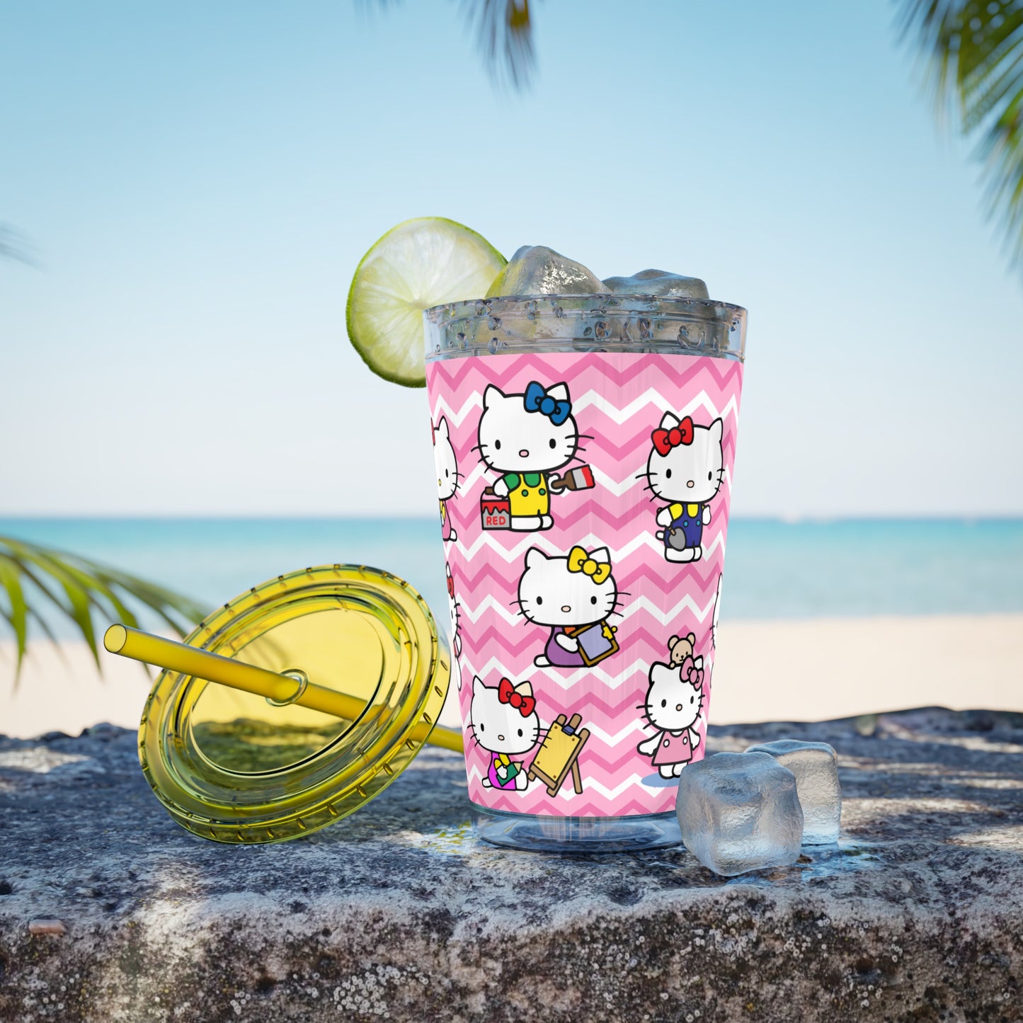 Hello Kitty Playtime Collage Sunsplash Tumbler with Straw