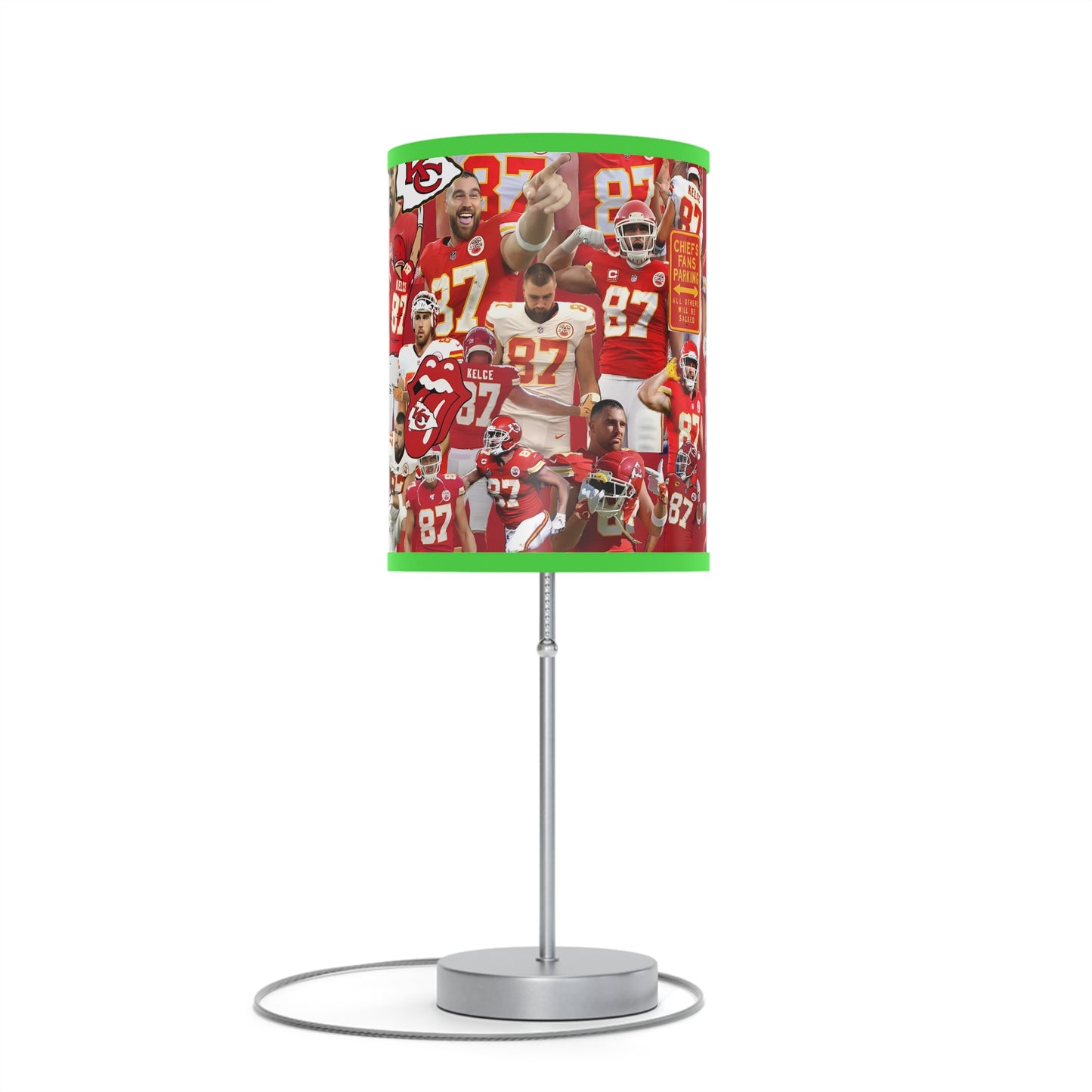 Travis Kelce Chiefs Red Collage Lamp on a Stand