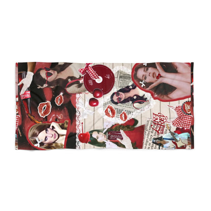 Lana Del Rey Cherry Coke Collage Beach Towel