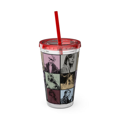 Taylor Swift Eras Collage Sunsplash Tumbler with Straw