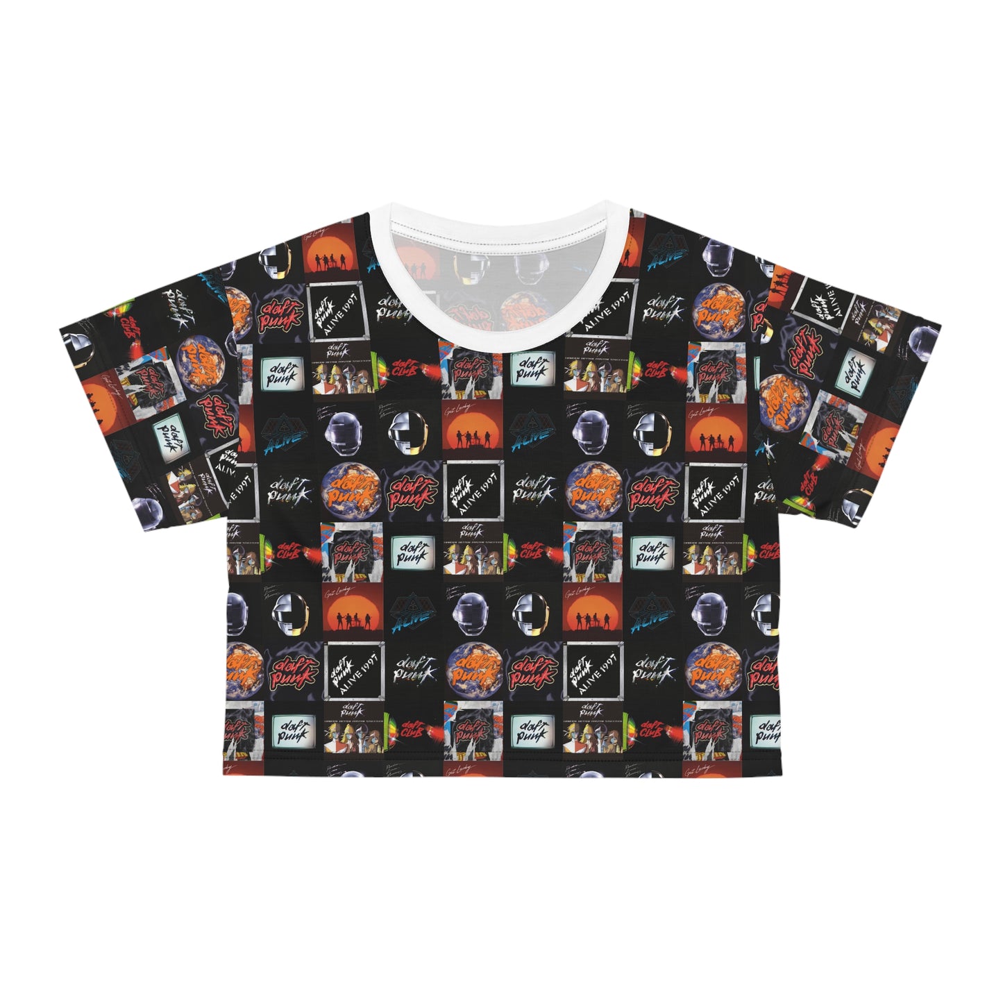 Daft Punk Album Cover Art Collage Crop Tee