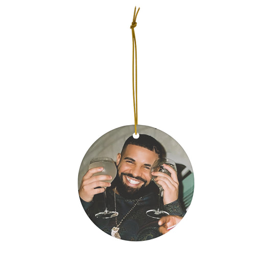 Drake Happy And Drinking Ceramic Ornament