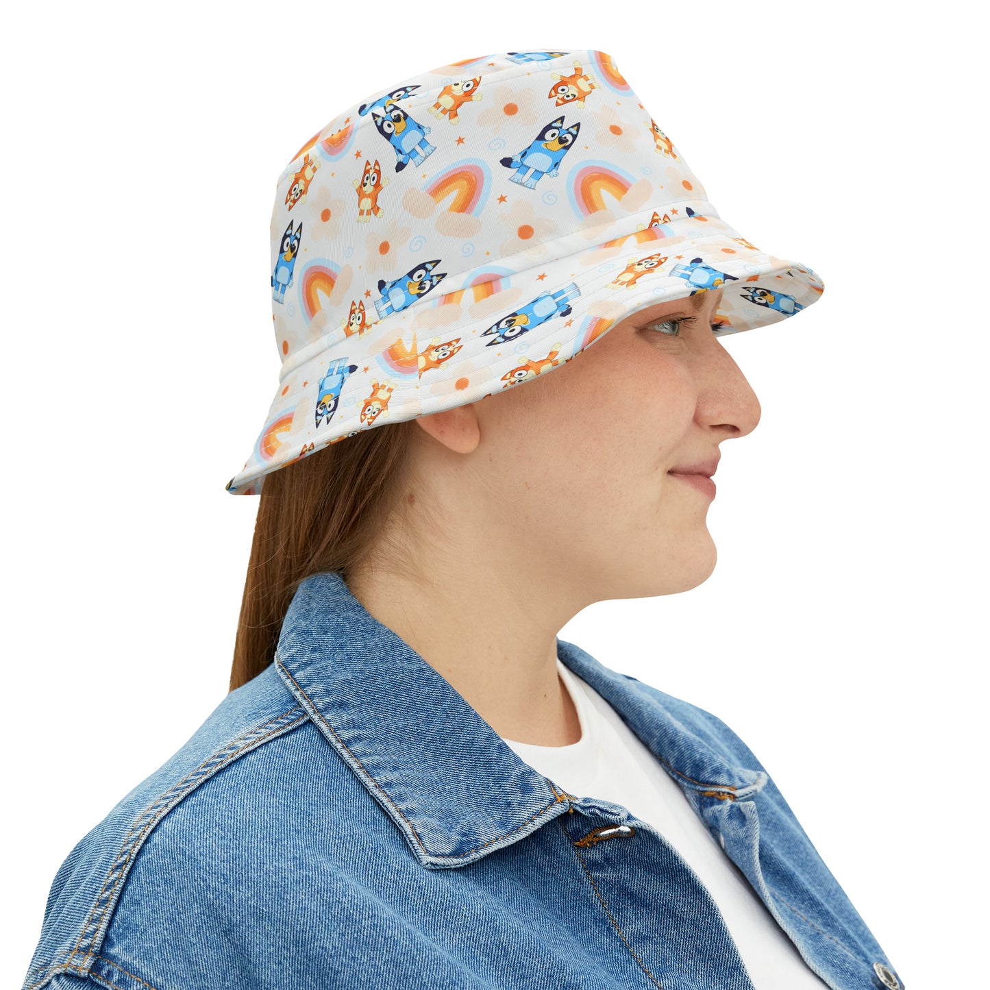 Bluey Rainbows & Flowers Pattern Bucket Hat