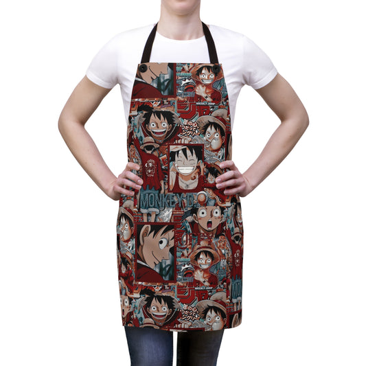One Piece Anime Monkey D Luffy Red Collage Apron