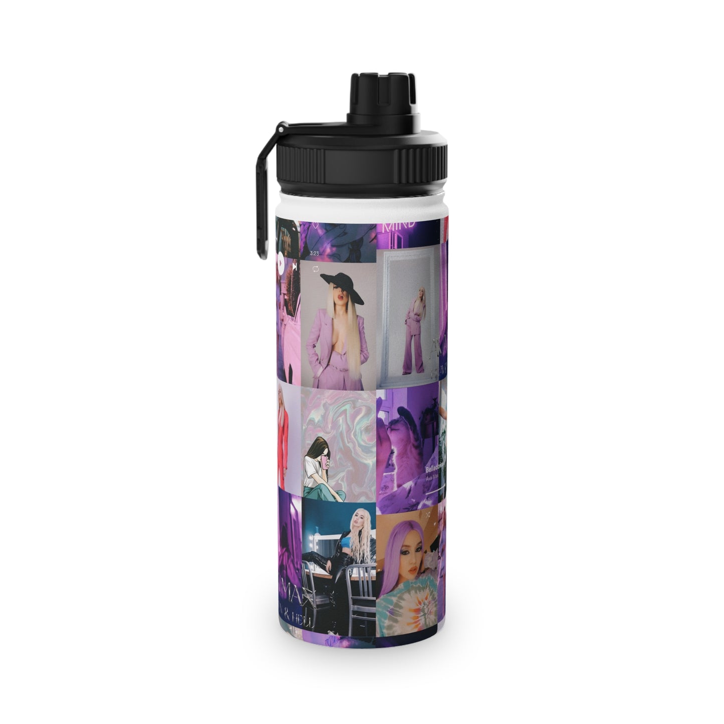 Ava Max Belladonna Photo Collage Stainless Steel Water Bottle with Sports Lid