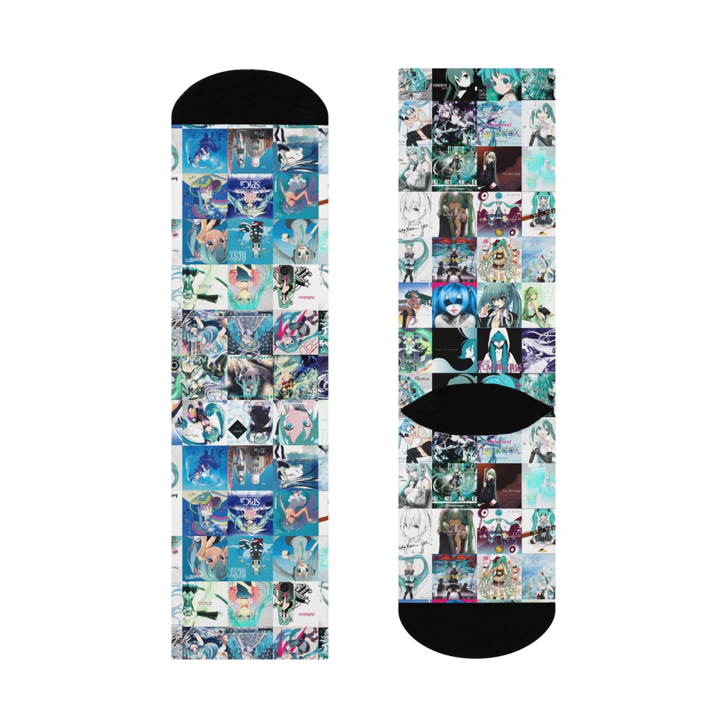 Hatsune Miku Album Cover Collage Cushioned Crew Socks