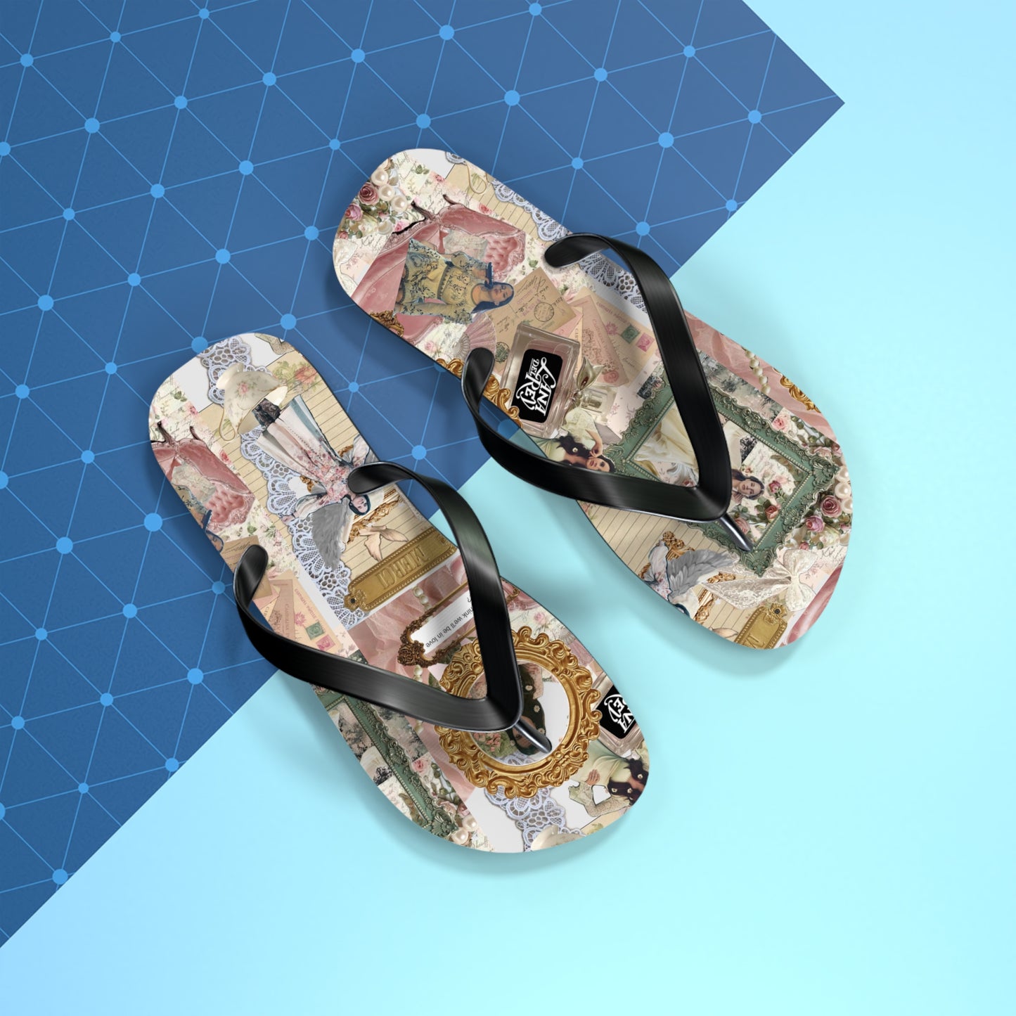 Lana Del Rey Victorian Collage Flip Flops