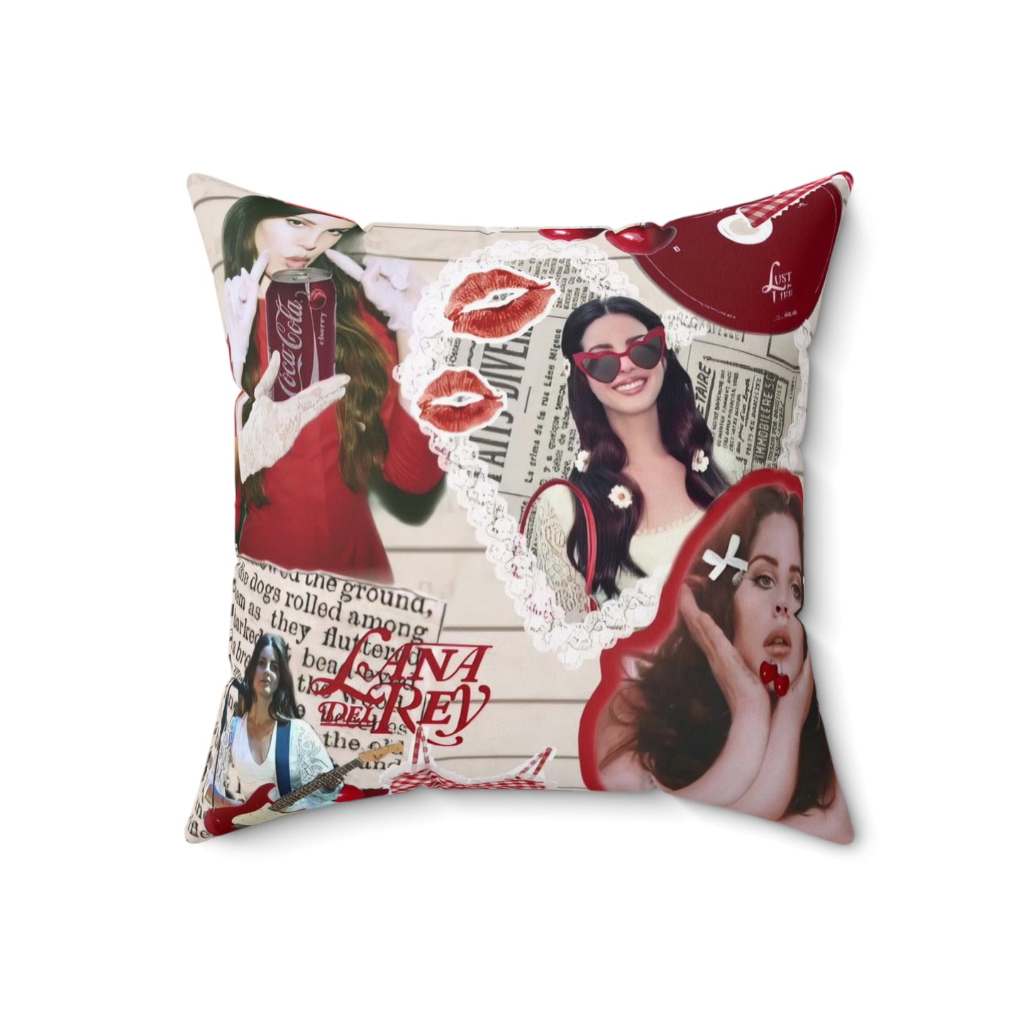 Lana Del Rey Cherry Coke Collage Spun Polyester Square Pillow