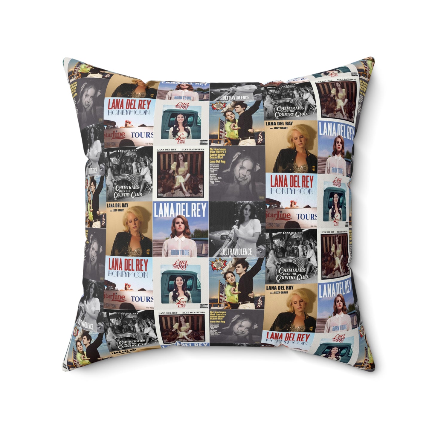 Lana Del Rey Album Cover Collage Spun Polyester Square Pillow