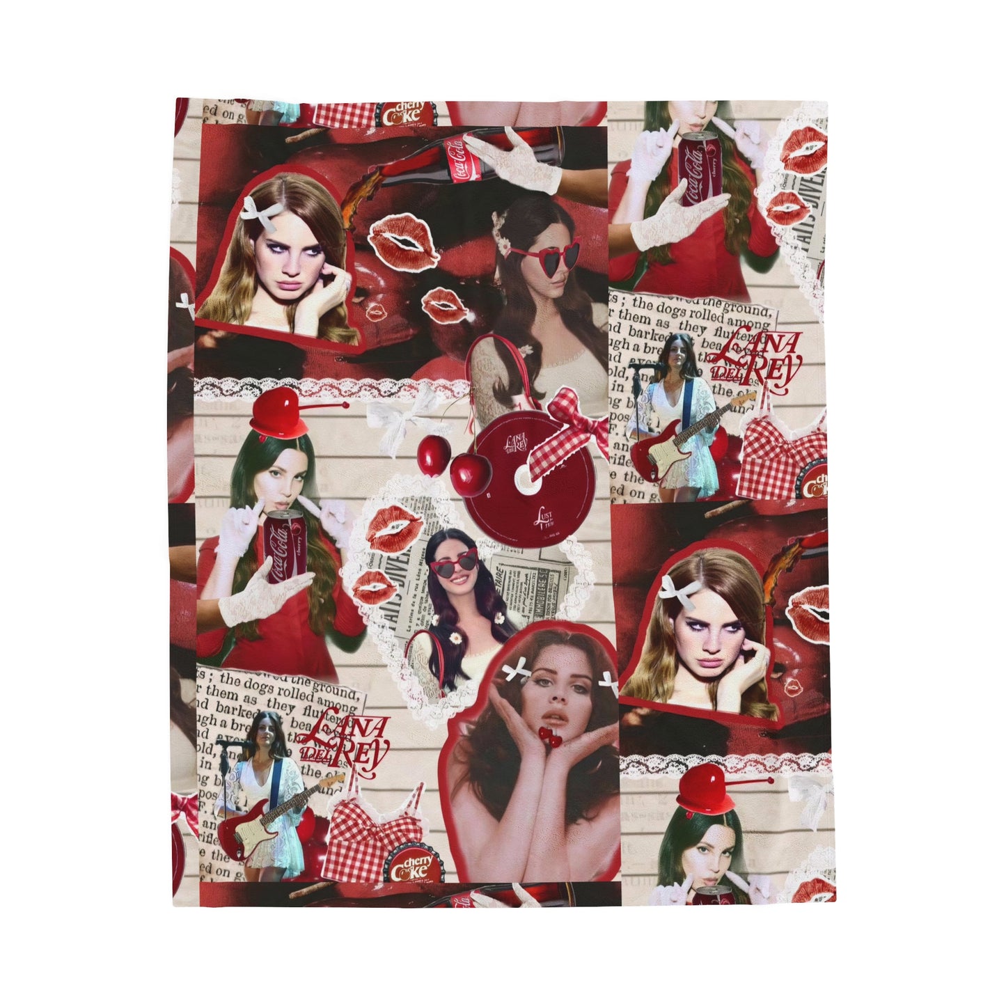 Lana Del Rey Cherry Coke Collage Velveteen Plush Blanket